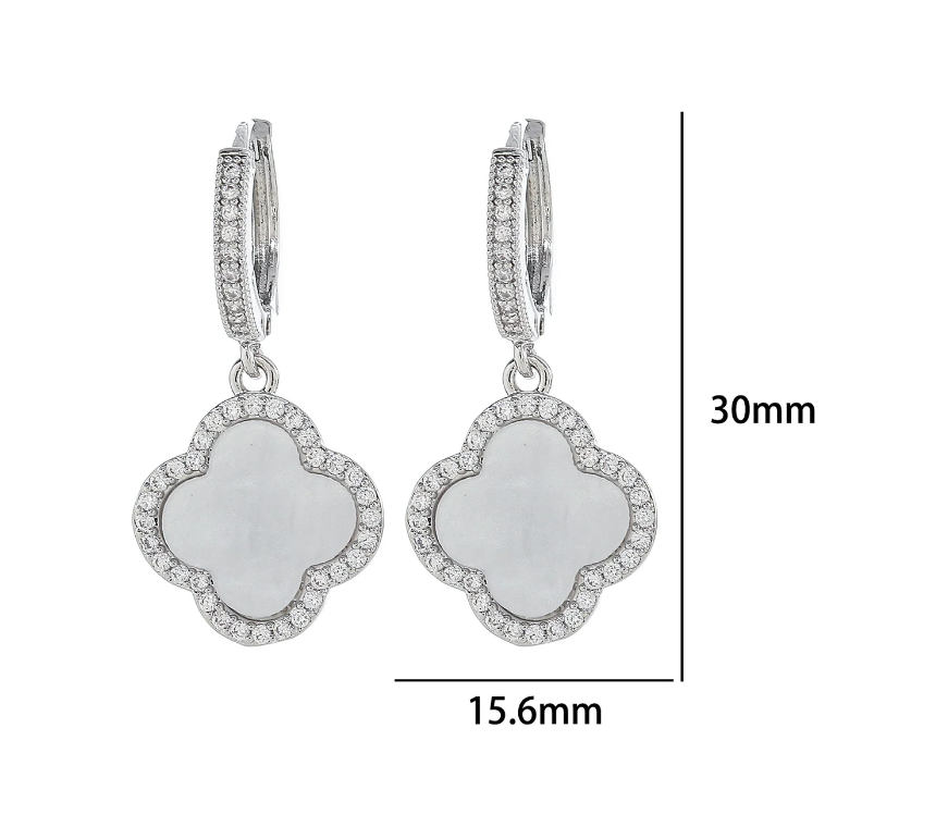 Four Leaf Clover Drops Ear Rings, various colours