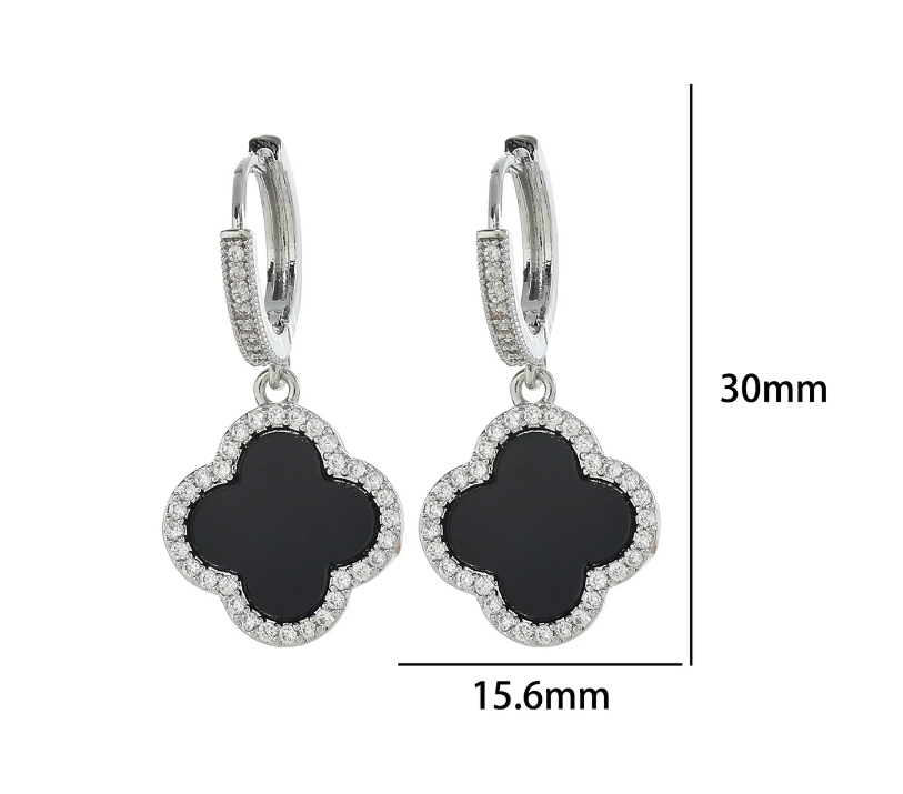 Four Leaf Clover Drops Ear Rings, various colours