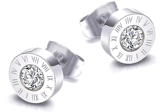 Cubic Zirconia Roman Numerals studs