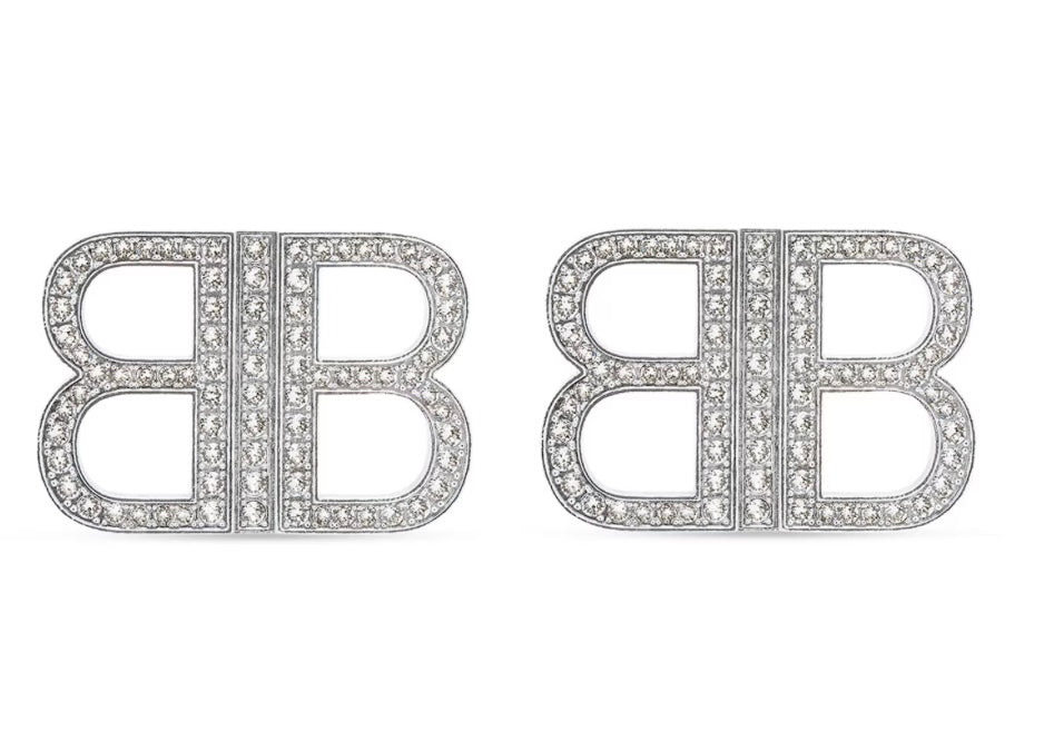 'BB' Diamanté Statement Stud Earrings